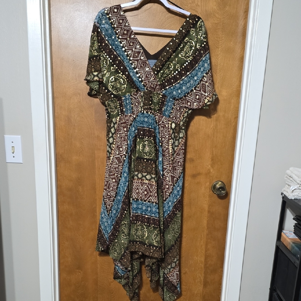 Rabbit Rabbit Rabbit Earthy Tones Wrap Dress